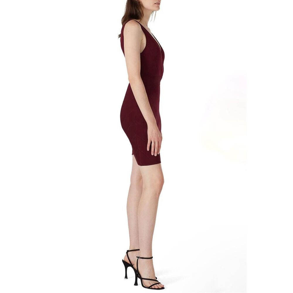 Hervé Léger Signature Bandage Dress Burgandy Large Like New $790 - Picture 8 of 8